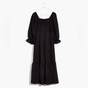 Madewell Black Smocked Midi Dress